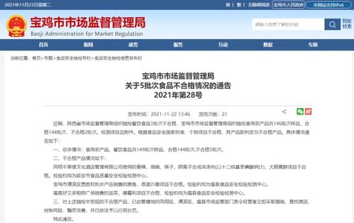 寶雞市市場監督黑榜 多家市場、飯店及酒店食品質量不合格被通報